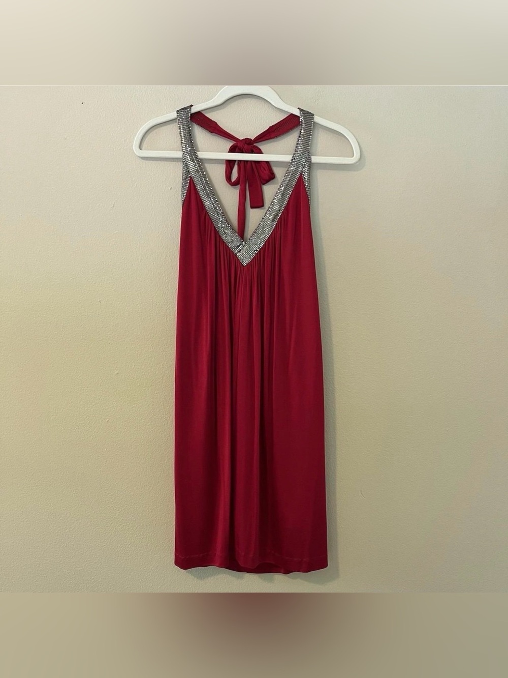 bobg maxazria dress Womens M Y2K Red
Chainmail Castle Core Open Back Glam Silver - Picture 2 of 7